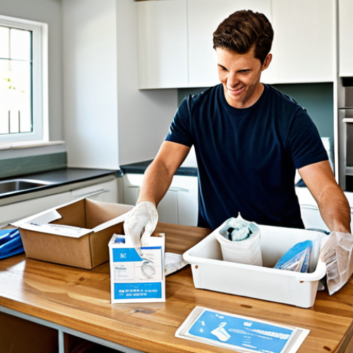 Recycling at Home**

A brightly lit, organized home recycling station. Various bins are labeled "Paper," "Plastic," "Glass," and "Metal." A person, fully clothed in casual wear, is sorting recyclable materials, placing a flattened cardboard box into the "Paper" bin. Background includes a clean, modern kitchen. safe for work, appropriate content, fully clothed, professional, family-friendly, perfect anatomy, correct proportions, natural pose, well-formed hands, proper finger count, natural body proportions.

**